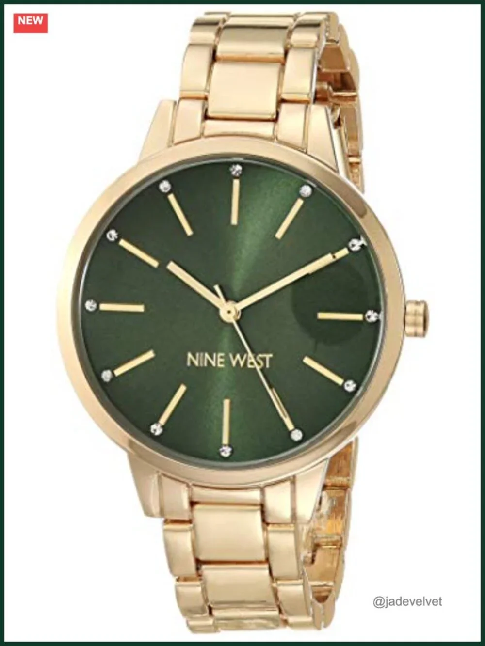 Women's Crystal Accented Analog Quartz Watch with Gold-Tone Bracelet